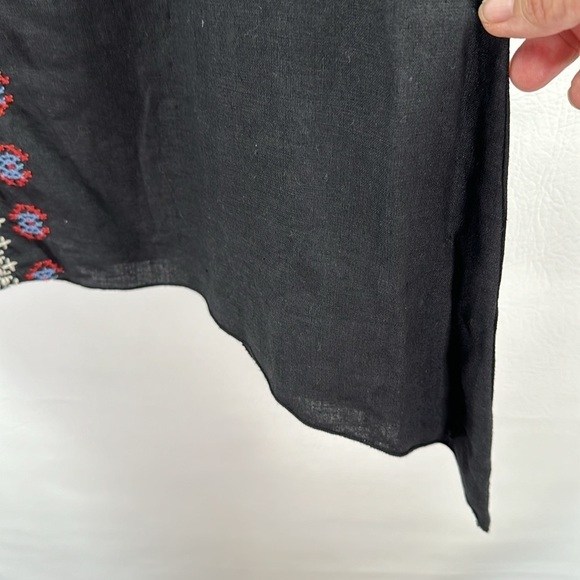 JW Los Angeles Johnny Was 100% Linen Embroidered Black Dress, S - Picture 4 of 9